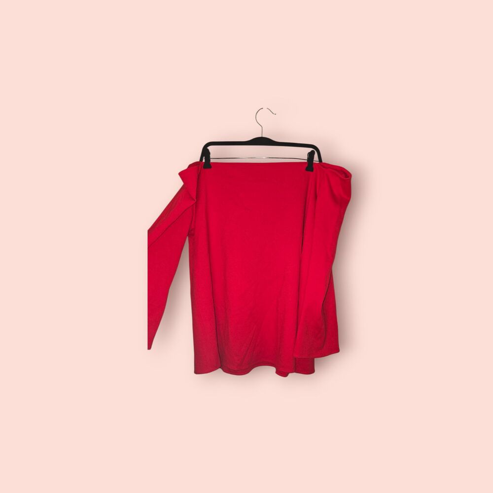 Tuckernuck Miranda Off Shoulder Red Blouse Statement Sleeve Preppy Chic Top XXXL